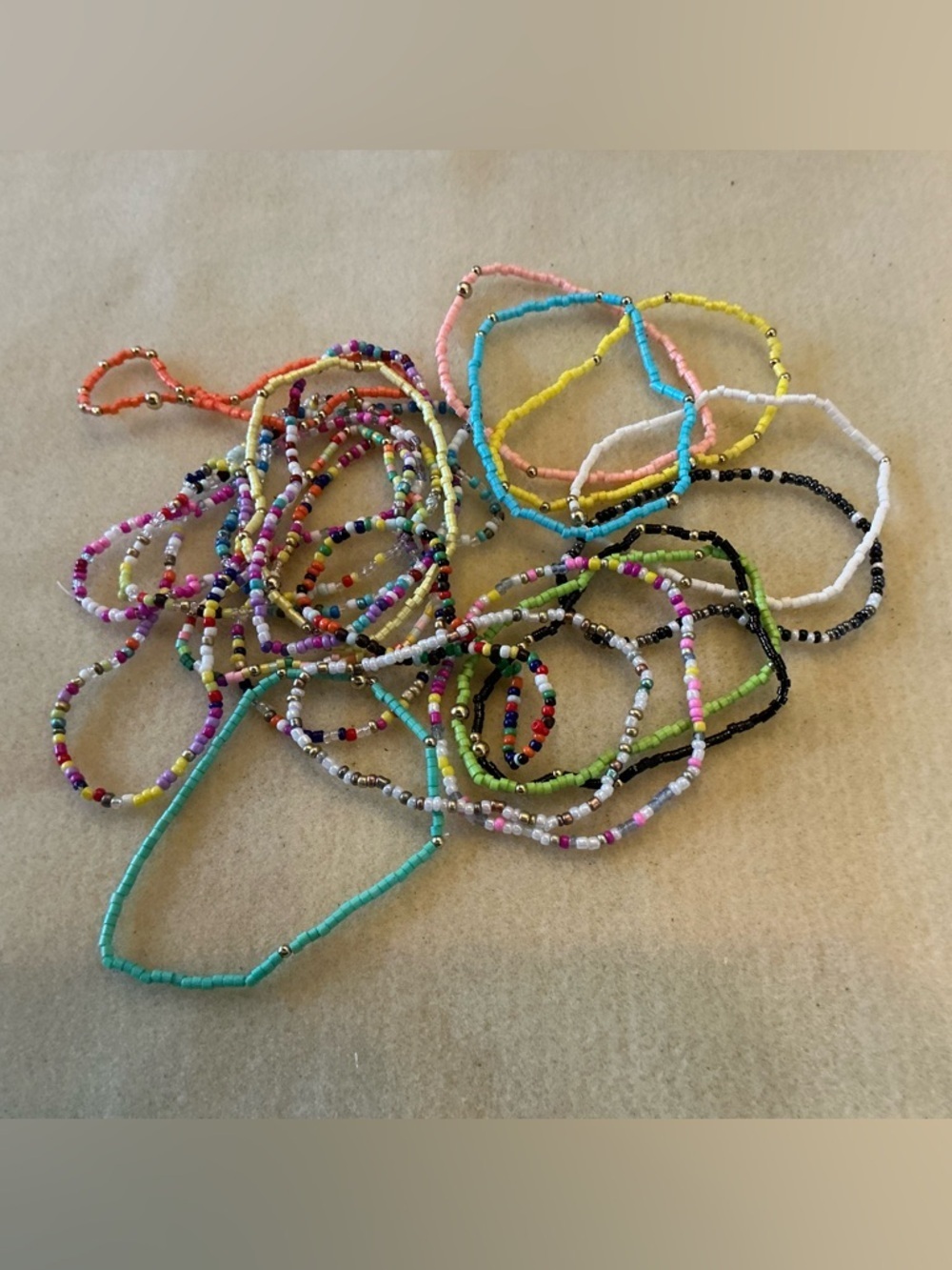 Colorful Seed Bead Stretch Bracelet Set of 20!